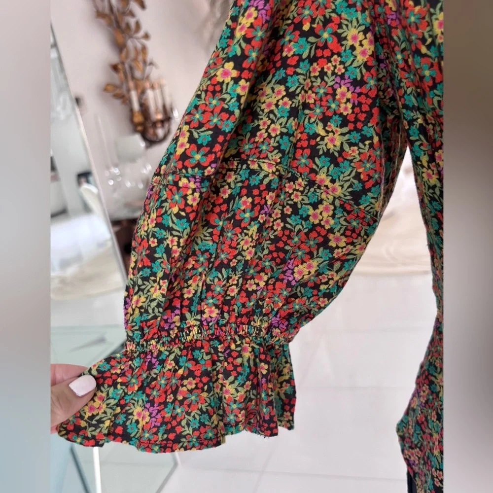 Free People Floral Button-Up Women's Top size M - Picture 7 of 10
